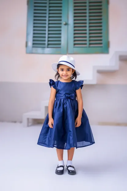 Estilo de moda único de la niña vestida de azul