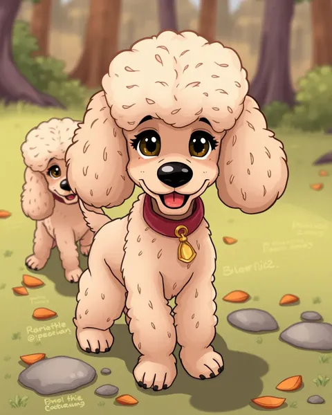 Estilos de cartoon de poodles