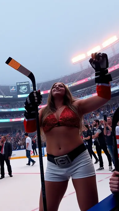 Flash de Pechos No Censurado por un Fan de Hockey en Línea