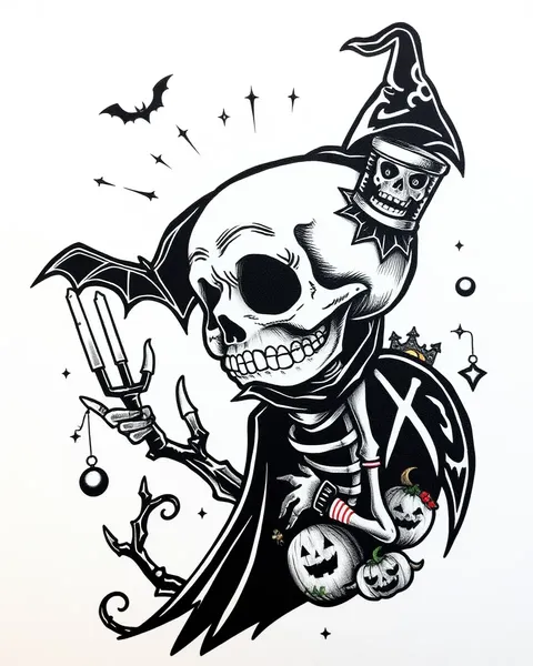 Flash de tatuaje de Halloween: Arte de tatuaje flashy de Halloween