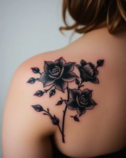 Flores negras de tatuaje: decoraciones corporales hermosas y únicas