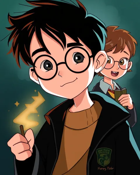 Fotografías de Harry Potter de dibujos animados en ilustraciones mágicas