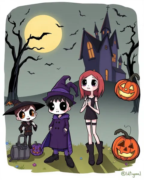 Fotografías de cartoon de Halloween ilustran escenas espeluznantes