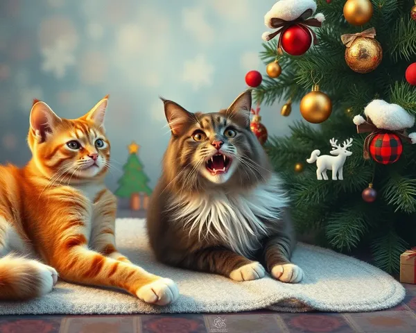 Fotos de Navidad divertidas de gatos y sus travesuras