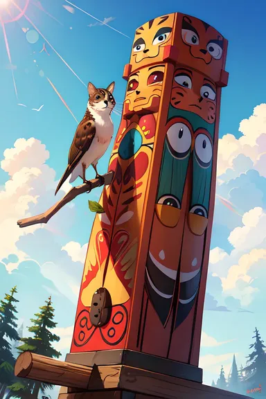 Fotos de animales de totem de pole Representan Historia Familiar