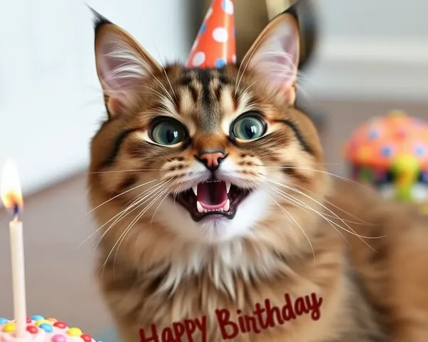 Fotos de gato divertidas en celebración del cumpleaños