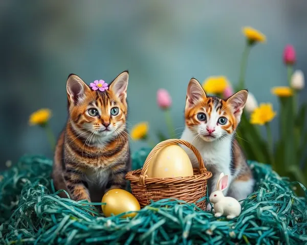 Fotos de gatos de Pascua: montaje de fotos de gatos de Pascua