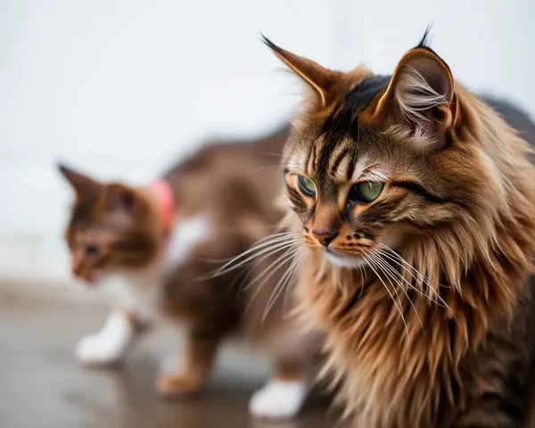 Fotos de gatos húmedos muestran felinos peludos en entornos únicos