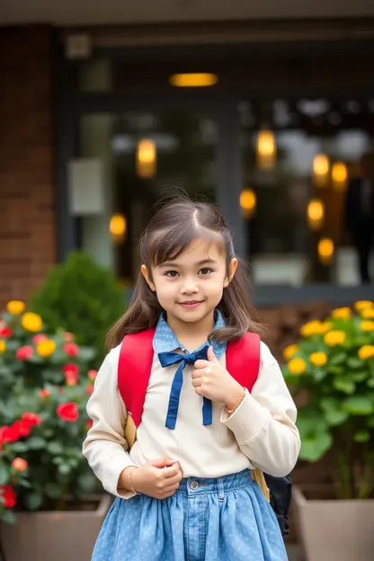 GIF Animado de Niña que se Dirige a la Escuela