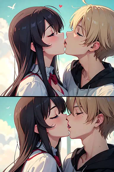 Galería de Fotos de Beso Anime de Emociones Apasionadas Compartidas