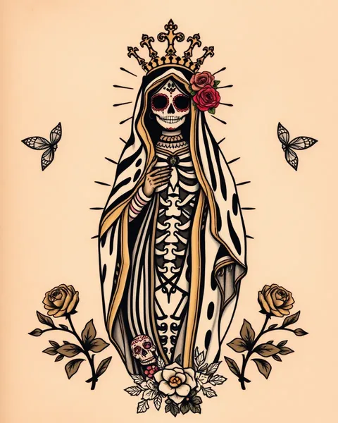 Galería de inspiración para diseño de tatuaje de Santa Muerte