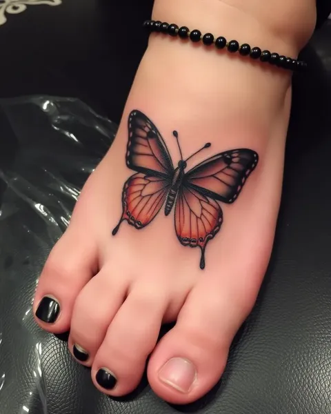 Galería de tatuajes de mariposa en el pie: creaciones coloridas