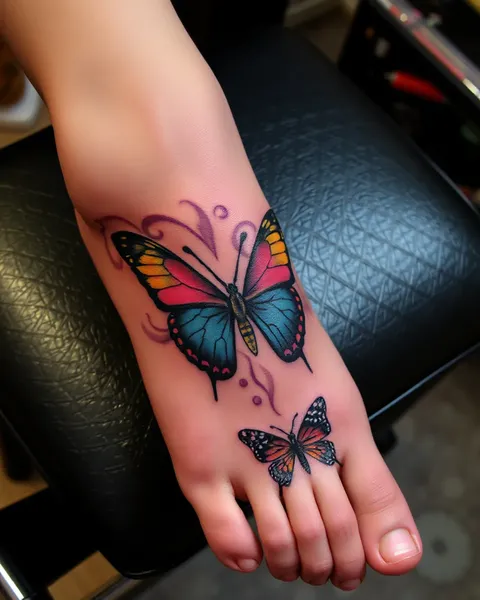 Galería de tatuajes de mariposa en el pie: diseños delicados