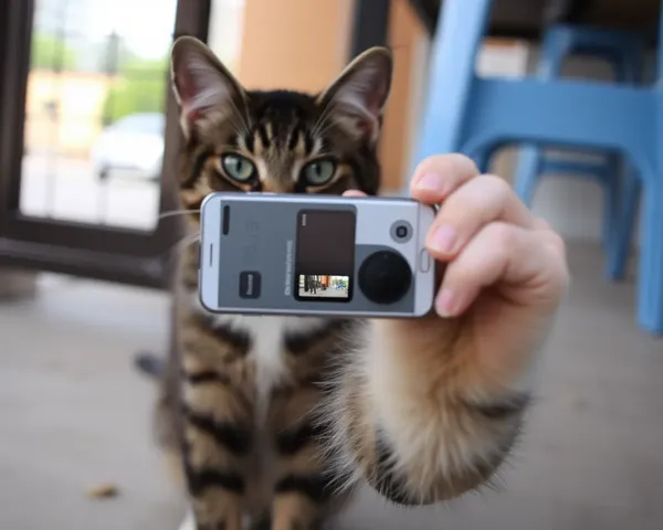 Gato tomando una foto: fantasía y cámara con un deleite