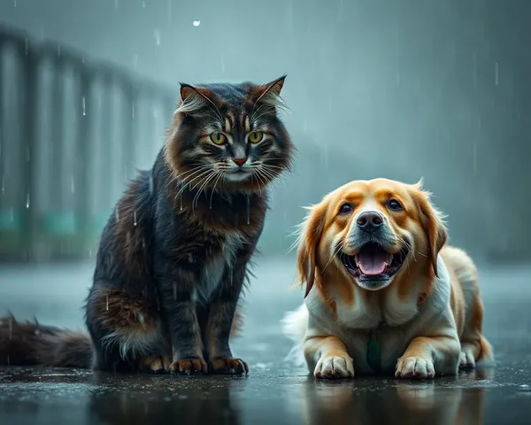 Gatos y Perros Lloviendo en Imágenes Coloridas