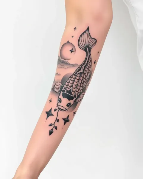 Hermoso arte de tatuaje de peces carpas de Koi en la piel