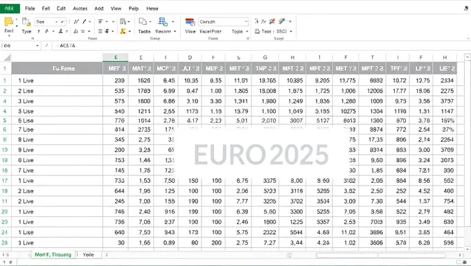 Hoja de cálculo de Excel Euro 2025: Estructura de Estrategia de Marketing