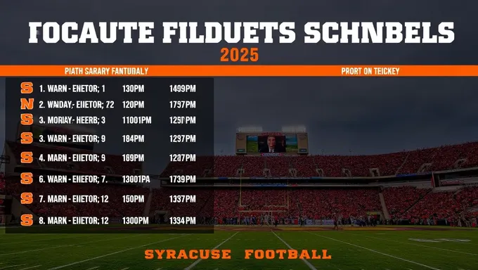 Horario Oficial de Fútbol de Syracuse 2025 Disponible Ahora