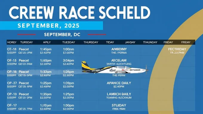 Horario de Carreras de Remo del Potomac de Washington DC en septiembre de 2025