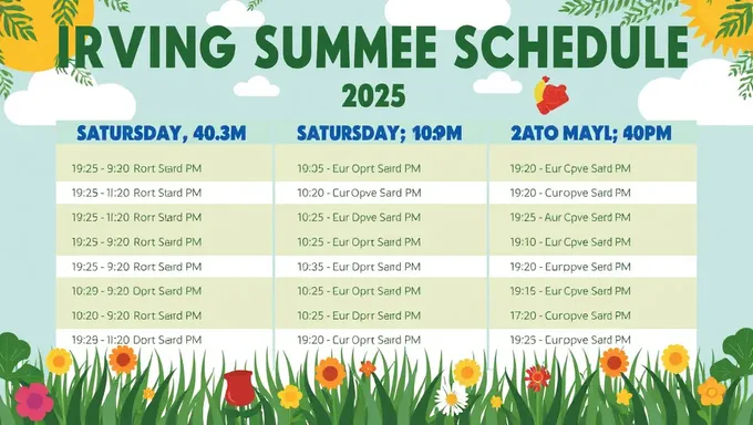 Horario de Verano de Irving 2025 Ofrece Diversión Gratuito