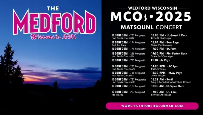 Horario de conciertos de Medford Wisconsin 2025-2025 publicado