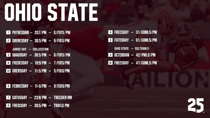 Horario de fútbol de Ohio State 2025-2025: calendario impreso para fans de Ohio State