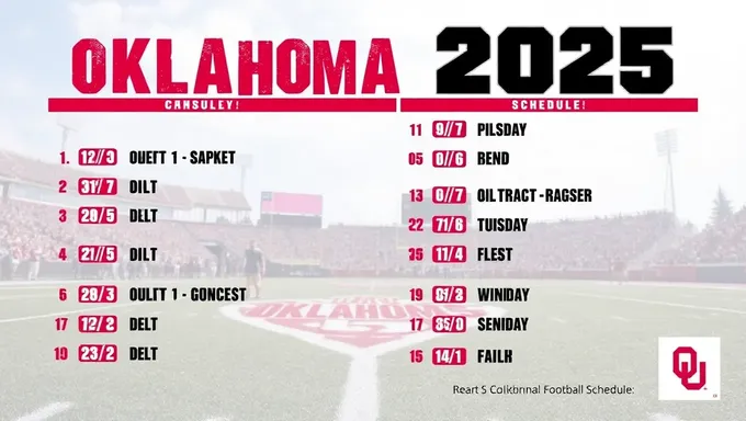 Horario de fútbol de Oklahoma 2025 lanzado públicamente