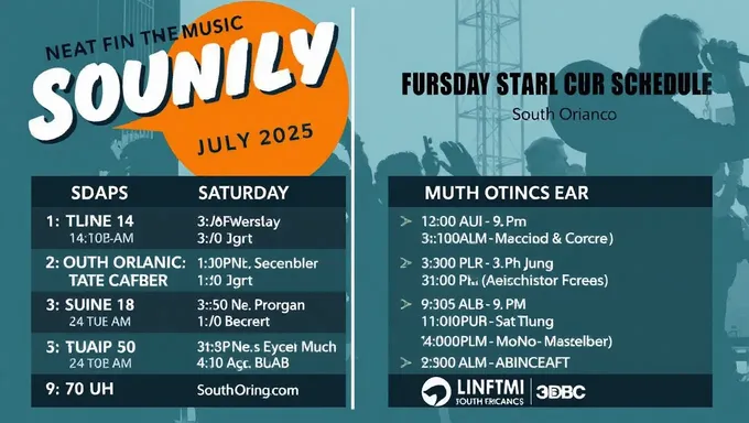 Horario de música para julio 2025 en South Orange