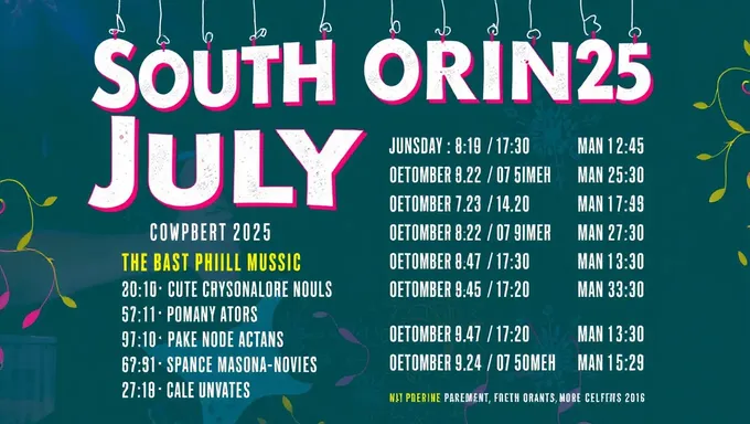 Horario de música para julio de 2025 en South Orange