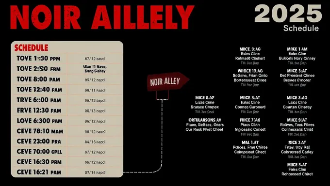 Horario de películas de Noir Alley para 2025