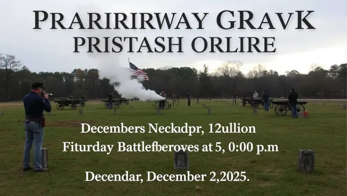 Horario de reenactamiento del Parque de la Batalla de Prairie Grove para diciembre de 2025