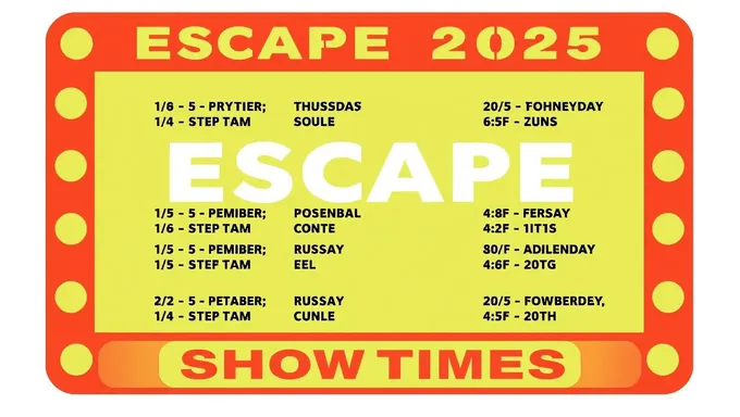 Horarios de Escape 2025 Annunciados para Salas de Cine