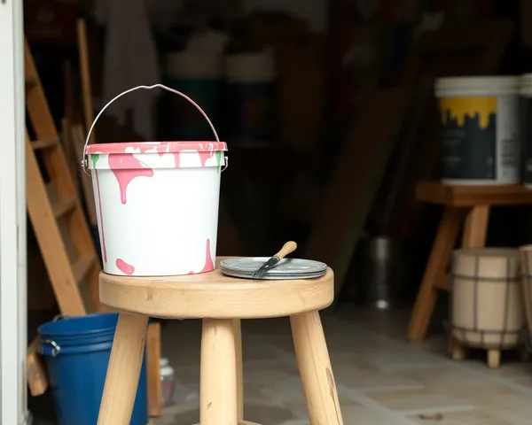 Icono de cubos de pintura en una silla