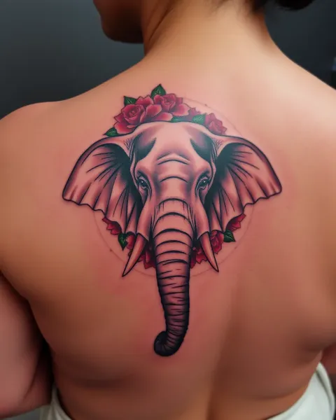 Ideas de Tatuaje de Elefante con Flor para Manga