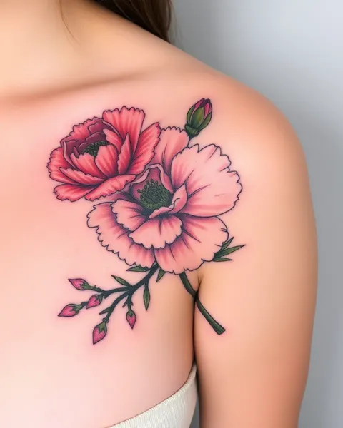 Ideas de Tatuaje de Flor de Clavel Minimalista Inspiración