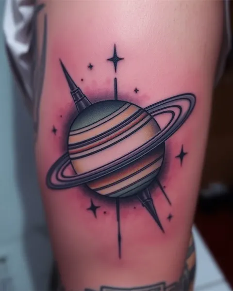 Ideas de Tatuaje del Planeta Saturno para Manga del Brazo