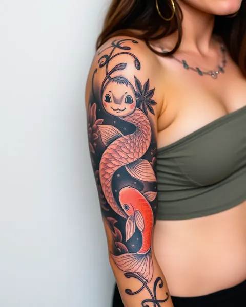 Ideas de diseño de tatuaje de pez koi en manga