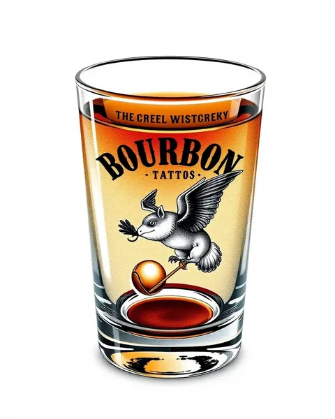 Ideas de diseño de tatuaje de vaso de bourbon realista