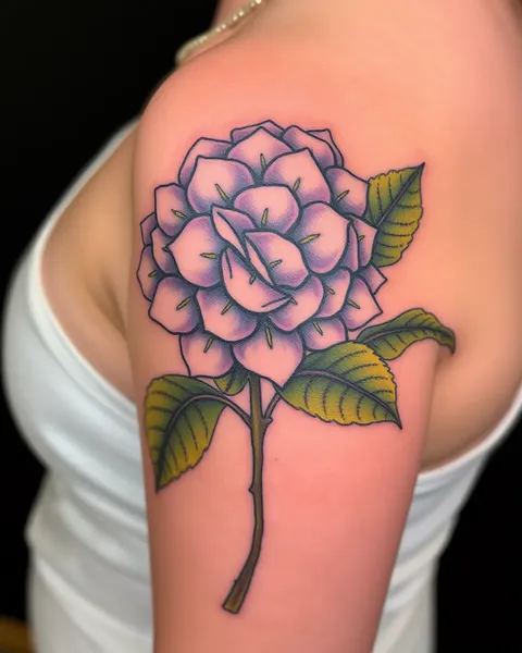 Ideas de tatuaje de hydrangea para brazos y piernas de mujeres