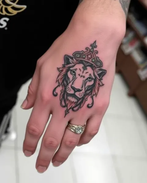 Ideas de tatuaje de león en la mano para estilo masculino