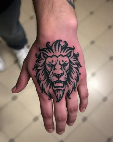 Ideas de tatuaje de león en la mano para hombres