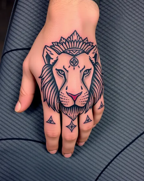 Ideas de tatuajes de león en la mano para hombres