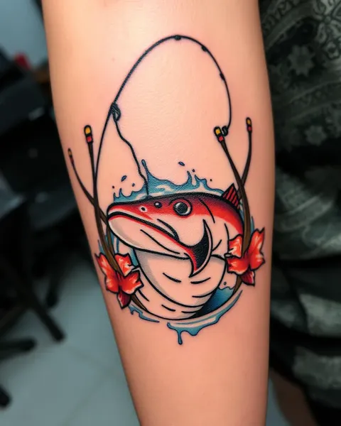 Ideas de tatuajes de pesca para pequeños y simples