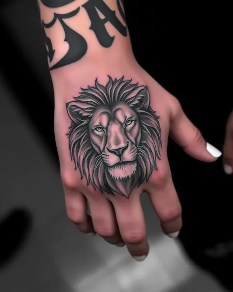 Ideas sencillas de tatuaje de león en mano para hombres