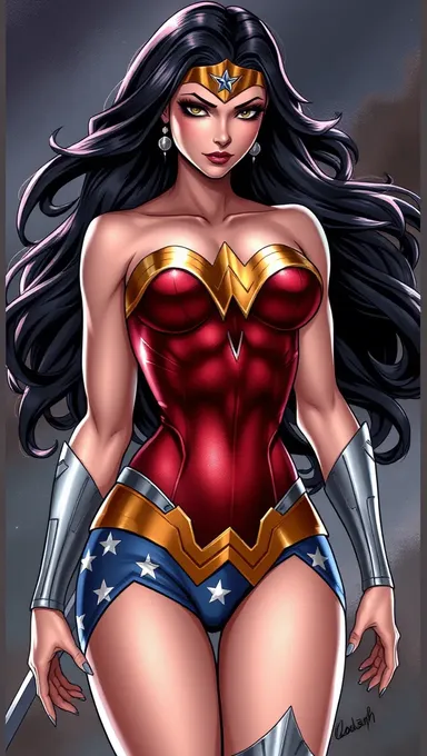 Ilustraciones de arte fan de Wonder Woman pechos