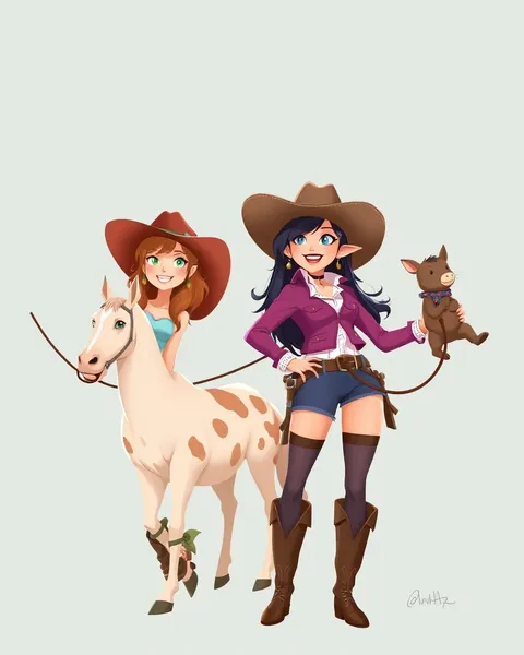 Ilustraciones de cowgirl en caricatura encontradas