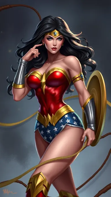 Ilustraciones de pechos de Wonder Woman arte digital