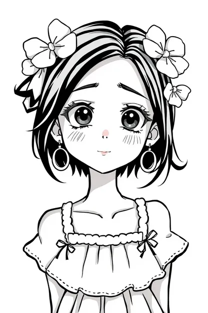 Ilustración de Niña en Blanco y Negro