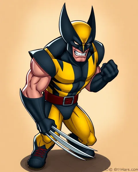 Ilustración de Wolverine con garras afiladas de dibujos animados