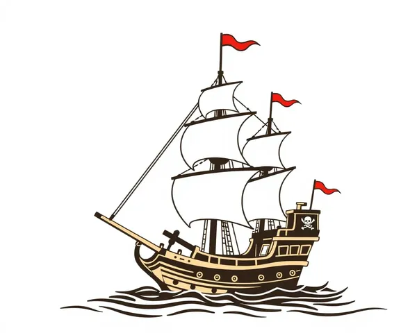 Ilustración de barco pirata de contorno PNG